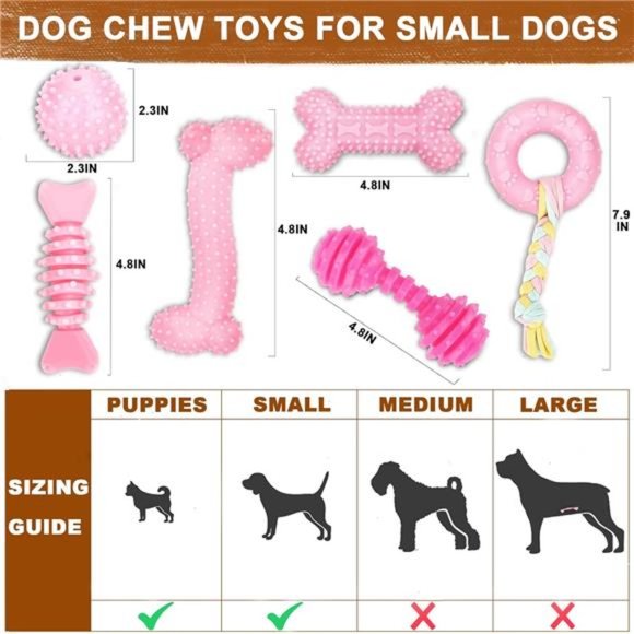 Puppy Toys, 6 Pack Dog Chew Toys for Puppy Teething Cute Pink Dog Toys for Small - Picture 5 of 6